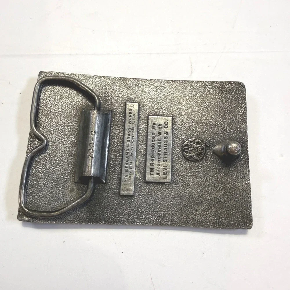 Vintage 1976 Levis Strauss & Co Two Horse Belt Buckle Bergamot Brass Works 700-0